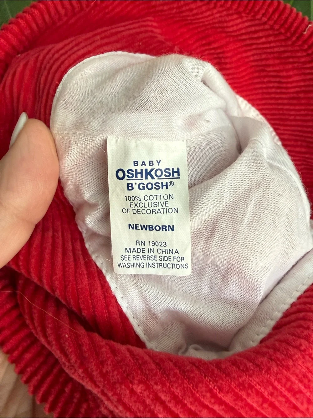 OshKosh B'gosh Bright Red Vintage Corduroy Bucket Hat with Embroidered Logo